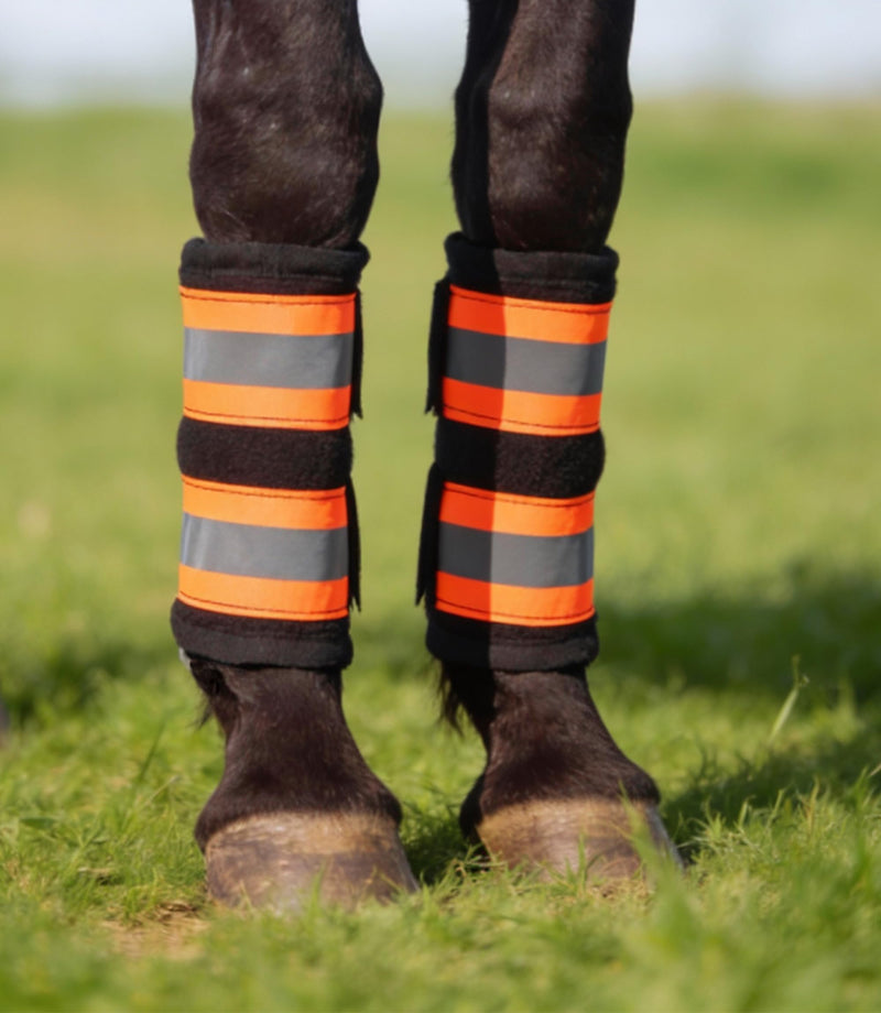 2/Pack Horse High Visibility Leg Gear, Horse Leg Wraps Add Safety, Breathable & Secure Horse Boots w/Fleece Inner Fluorescent Orange Fleece with Tape