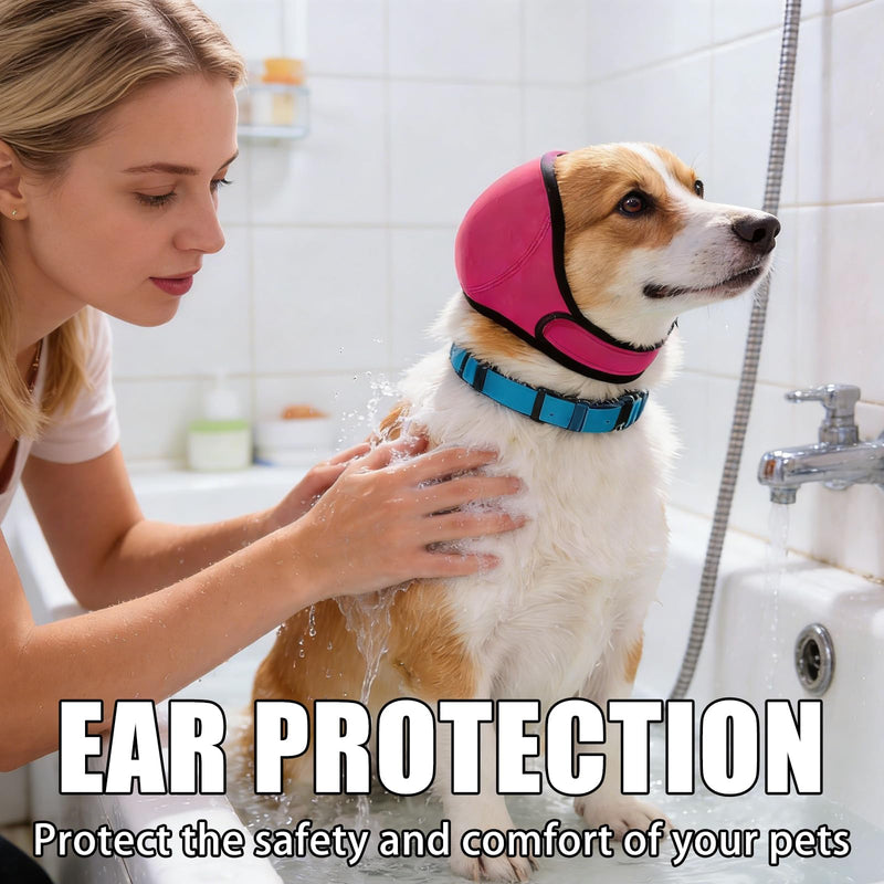 2 Pcs Dog Ear Defenders,Dog Snood Swim Ear Protectors,Waterproof Adjustable Warm,Calming Noise-Reducing Ears Muffs for Dogs(M)