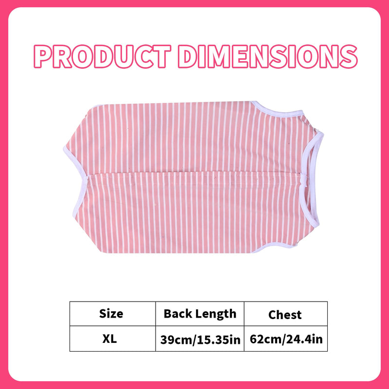 Post-operative bodysuit for female dogs, pink and white striped, for spaying/neutering dogs, protects wounds, breathable and comfortable, for small and medium-sized dogs, XL