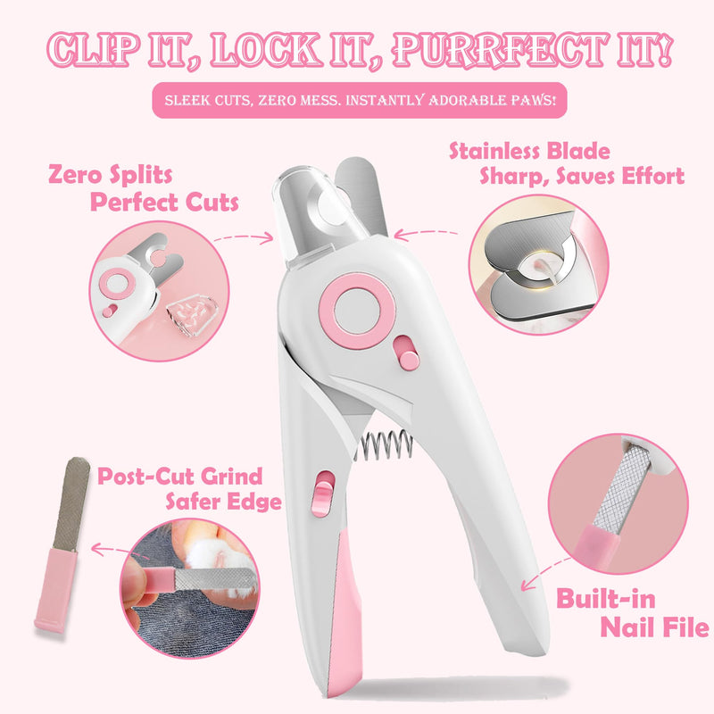 3PCS Pink Cat Grooming Kit, Nail Clipper Trimmer and Nail File, Brush for Shedding, Comb for Long Haired Cats, Pet Supplies and Essentials, Gifts for Cat Lover - PawsPlanet Australia