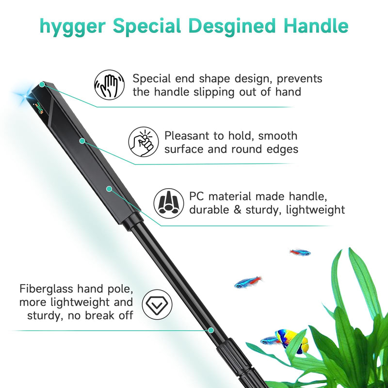 hygger 6-in-1 Aquarium Cleaning Tools, Multipurpose Fish Tank Cleaning Kit for 20-160 Gallon Tank with Telescopic Long Handle,6 Clean Heads