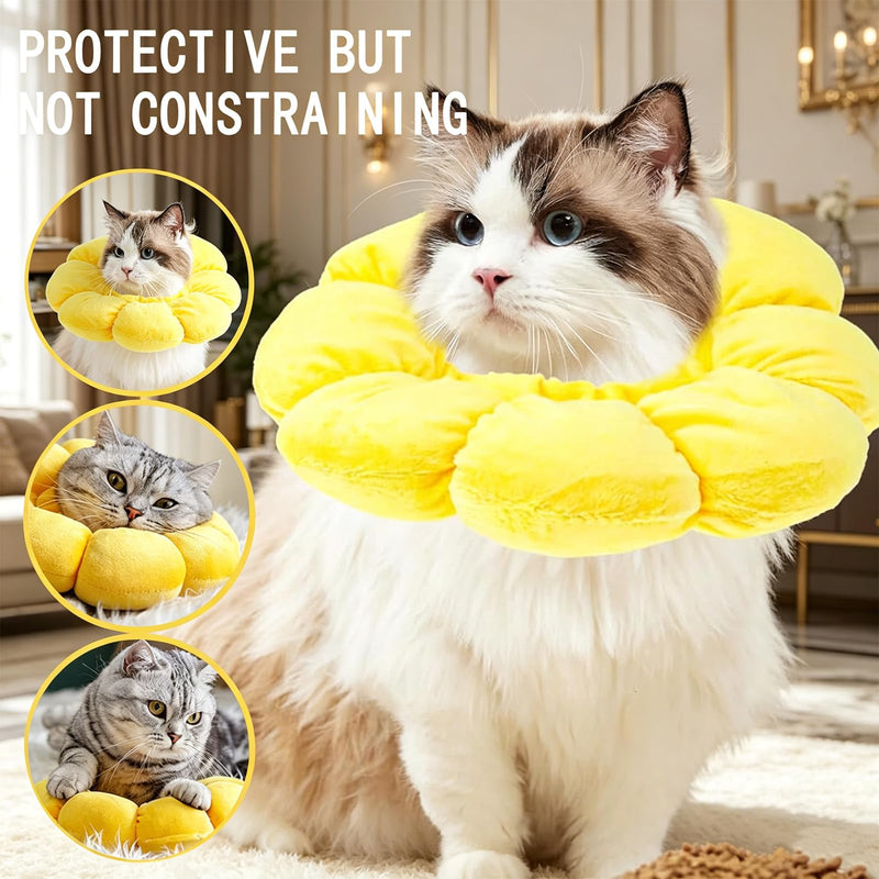 Cat Neck Brace, Soft Cat Neck Brace for Post-Surgery, Flower-Shaped Cat Neck Brace with Licking Protection for Small Dogs and Cats, Comfortable and Adjustable