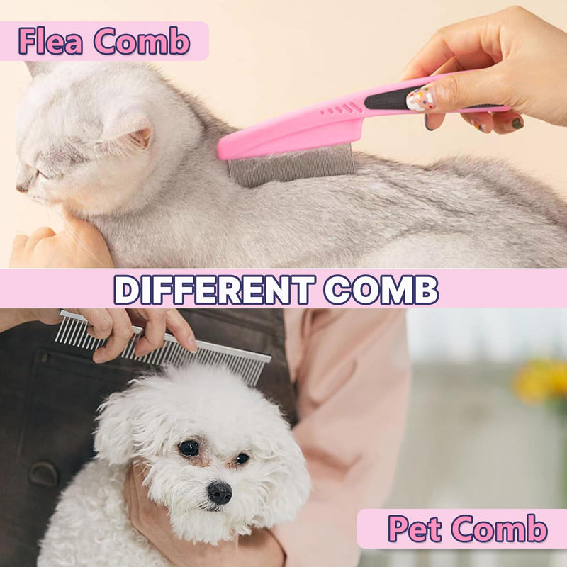 Dog Brush Dog Grooming Kit 7PCS Dogs Brush for Shedding-Dogs Brushes for Grooming, Dematting Comb, Cat Nail Clipper with Nail File, Flea Comb, Pet Comb, Bath Brush-Pink Pink 7Pcs+Bag - PawsPlanet Australia