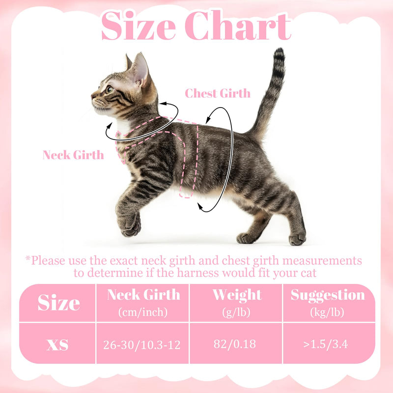 Cat Harness and Leash Set - Escape Proof Soft Adjustable Vest Harnesses for Small Cats, Kitten Harness with Reflective Strips, Pink Flower Design - PawsPlanet Australia