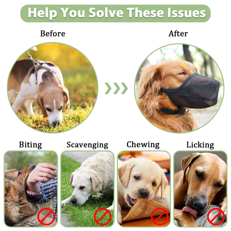 Mayerzon Dog Muzzle, Patented Soft Mesh Muzzle for Small Medium Large Dogs for Scavenging Biting Licking and Chewing, Allows to Pant and Drink (M, Black) M-(Snout:9¾"-10¾") - PawsPlanet Australia