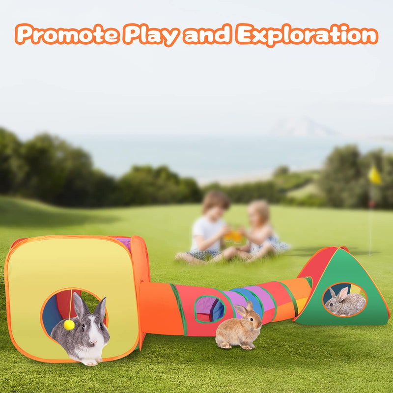 BWOGUE Bunny Tunnels & Tubes Collapsible Rabbit Hideout Tube and Foldable Cubes Playground Small Animal Activity Hideaway for Dwarf Rabbits Bunny Guinea Pigs Kitty - PawsPlanet Australia