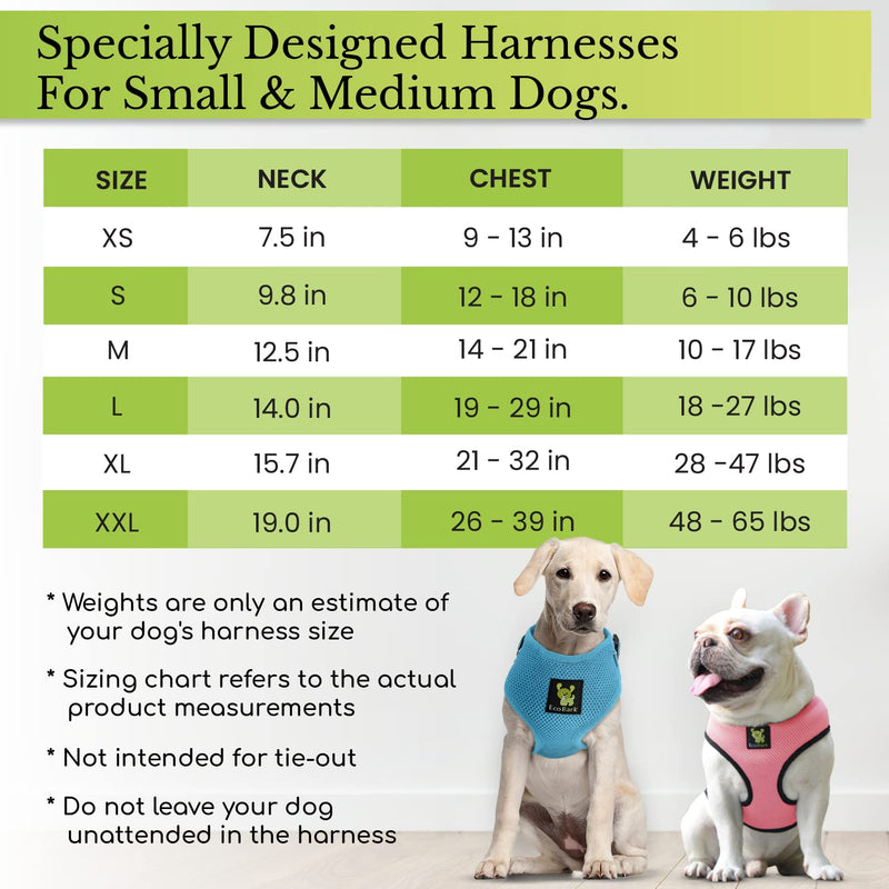 EcoBark Dog Harness Soft Gentle No Pull No Choke Dog Harnesses Double Padded Halter Ultra Cushion Walking Breathable Mesh Dog Vest for Puppies XS Small Medium Large XL Lavender Purple 3. Medium-10 to 17 lbs - Neck Up to 12.5 in