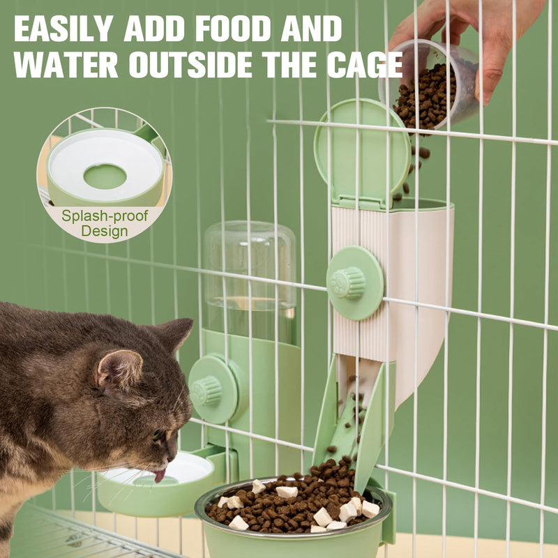 Rabbit Automatic Food Feeder with 30oz Bowl and 500ml Water Dispenser Bunny Gravity Feeding Station Waterer Set Hanging Self-Dispensing Feeder for for Cages,Ferret,Guinea Pigs Chinchillas Hedgehog GREY - PawsPlanet Australia