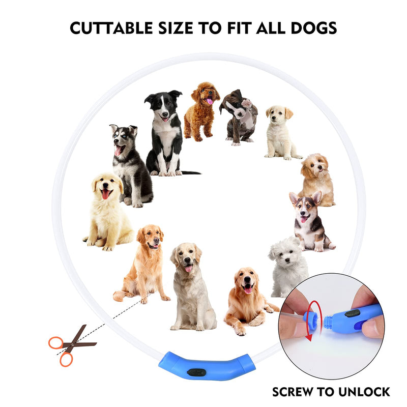 LED Dog Collar, Rechargeable Light Up Dog Collars,IP67 Waterproof Dog Lights for Night Walking，Adjustable, Reusable Safety Necklace for Small Medium Large Dogs (Pink) Pink - PawsPlanet Australia