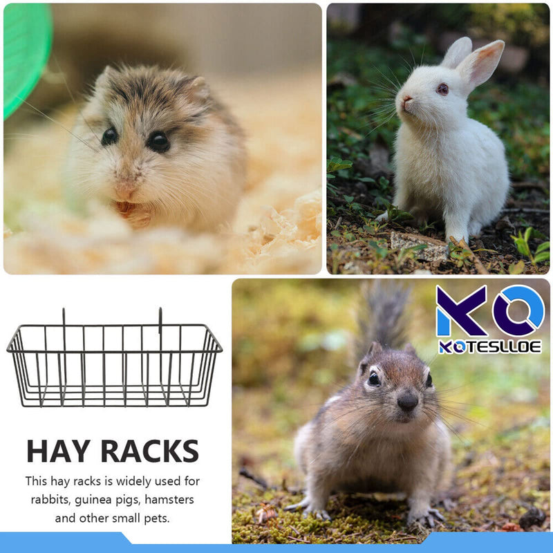 Hay Feeder for Rabbit, Guinea Pig, Bunny, Chinchilla, Heavy-Duty Metal Frame Hay Feeder, Small Animal Basket with Hook Metal Grass Holder Black - PawsPlanet Australia