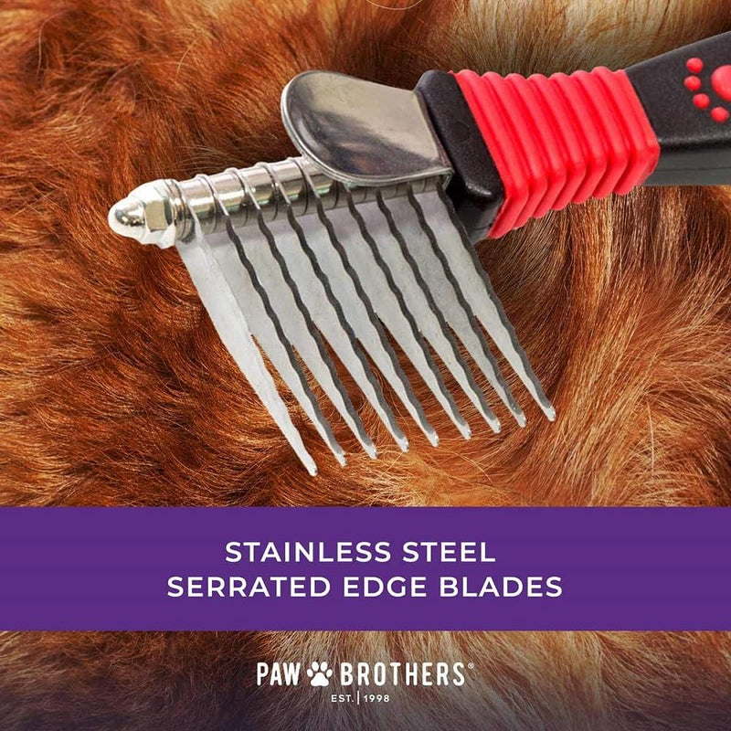 RYAN'S PET SUPPLIES Paw Brothers 8-Blade Dematting Brush, Comb Tool for Dog Grooming, Stainless Steel Blades, Comfort Grip, Gentle on Skin, Doodles, Poodles, Rake for Matted Fur Removal - PawsPlanet Australia