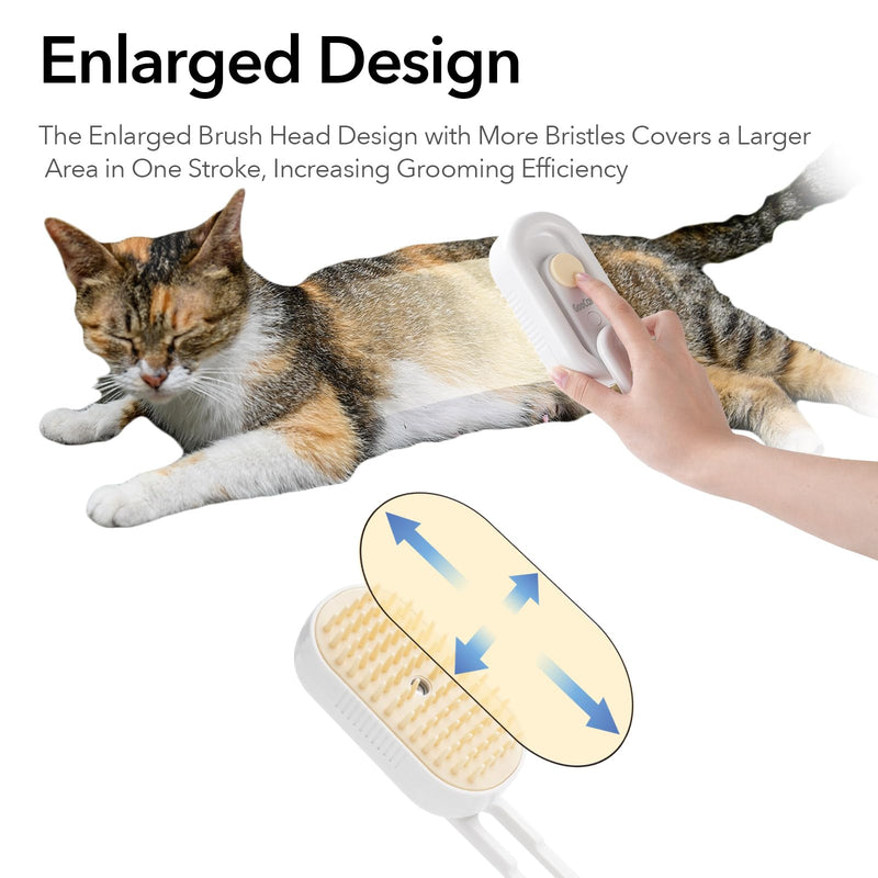 Soft 3-in-1 Silisone Spray Brush, Upgraded for Shedding, Cleaning and Spa Massage, Hair Removal, Best Water Steam Brush for indoor Long or Short Haired Cat and Dog (Purple, Handle) Purple, handle - PawsPlanet Australia
