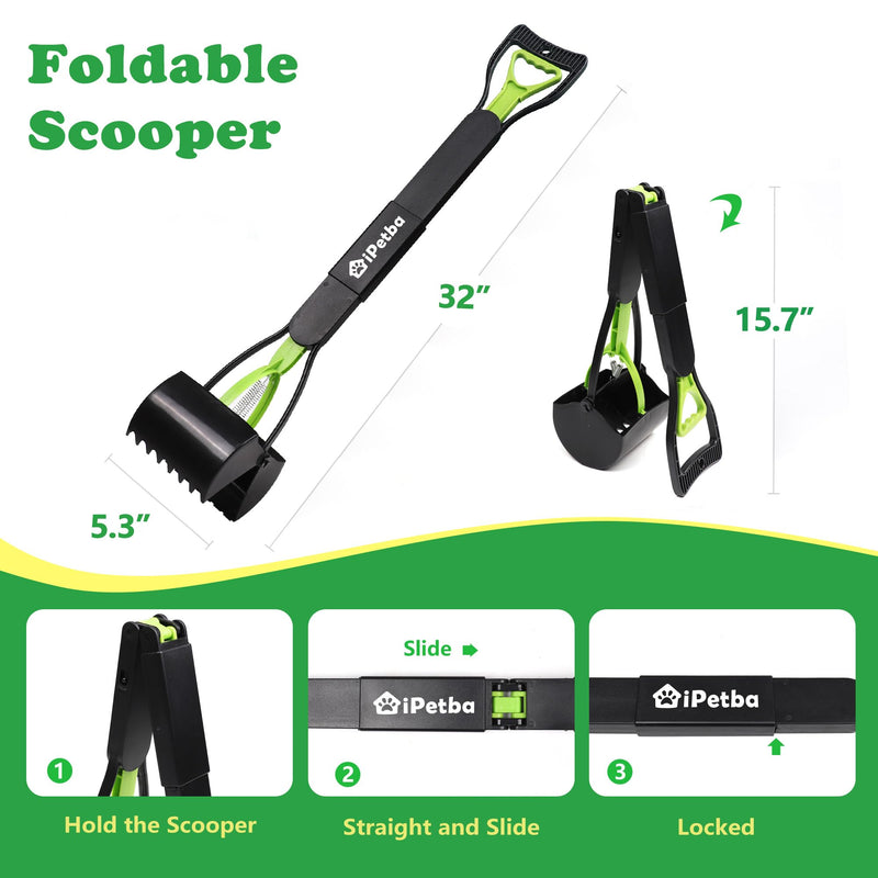 32" Pooper Scooper for Large Dogs Long Handle Dog Poop Scooper for Yard Gravel Dirt Grass No Bending Foldable Dogs Poop Picker Upper 1-Pack - PawsPlanet Australia