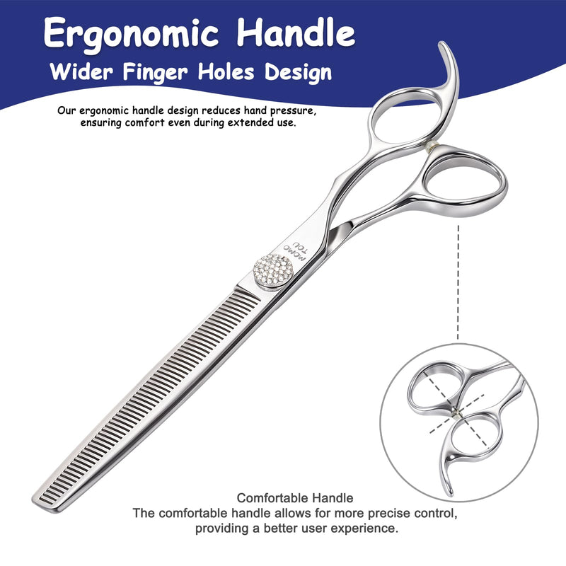 7'' Thinning Dog Grooming Scissors with Simulation Diamond 440C Stainless Steel Easy Use Polished Pet Dog Thinner Blender Shears for Groomers and Home Users Thinning Scissors 7'' - PawsPlanet Australia