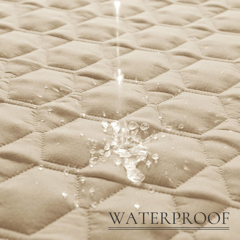 Waterproof Dog Bed Cover - Couch Cover for Pet Anti-Slip Cat Mat Pet Pad Blanket for Sofa Chair Recliner Bed Furniture Protrctor Brown+Beige 90.0"L x 30.0"W x 2.0"Th - PawsPlanet Australia
