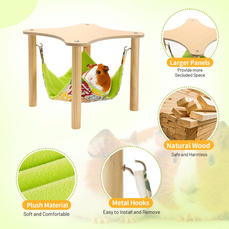 Alphatool Guinea Pigs Hammock with Durable Wooden Stand- Double-Sided Hanging Hammock Bed for Chinchilla Rat Hamster Bunny Ferrets Sleeping Hiding Medium