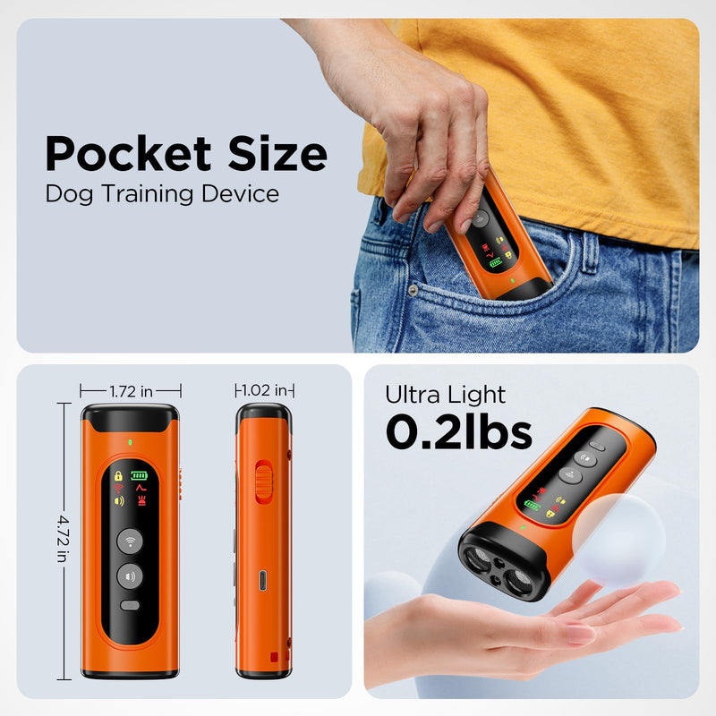 2024 Dog Bark Deterrent Device, Anti-Bark Device for Dog Training & Behavior Aid, No Need to Yell or Pat, Simply Point at The Dog Within 35ft, Ultra-Bright LED Flashlight | Bark Collar Alternative Orange - PawsPlanet Australia