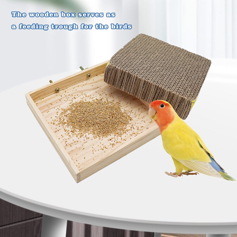 Bird Perch Stand Platform with Cardboard Toys, Parrot Chewing Toys, Parakeets Foraging Toys, Bird Paw Grinding Perch, Cage Accessry for Small Birds Parakeets Conure Cockatiels Lovebird - PawsPlanet Australia