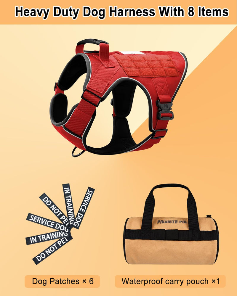 No Pull Reflective Service Dog in Training Vest Harness for Medium Large Dogs, Adjustable Heavy Duty Padded Red Dog Harness, with Front Clip and Metal Buckles Do Not Pet for Training, Hiking Medium (Oversized) Red(Harness and Leash Set) - PawsPlanet Australia
