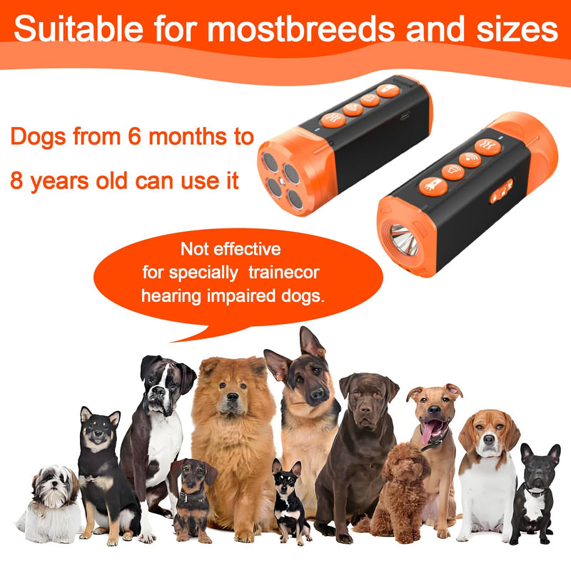 Anti Barking Device for Dogs,Rechargeable Dog Bark Deterrent Device,Barks No More Dog Training Device in 35 FT Indoor Outdoor,Barking Silencer with 4 Ultrasonic Emission Ports and Flashlight - PawsPlanet Australia