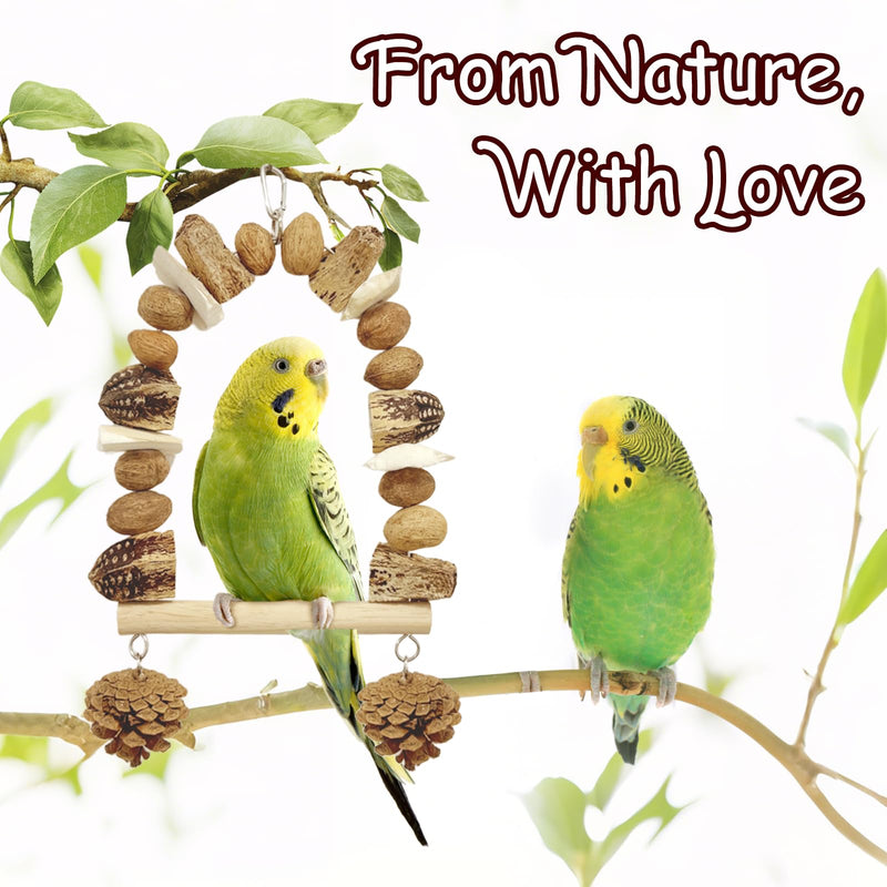 Nut Perch Stand with Interchangeable Materials – Natural, Safe Bird Playset for Beak Exercise & Mental Stimulation Nutty Nature Charms - PawsPlanet Australia