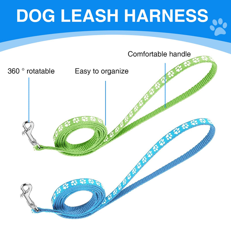 Dog Collar and Leash Set for Small Dogs, 4 Pieces, Paw Print Pattern, Adjustable 7.5-12.6 Inches - PawsPlanet Australia