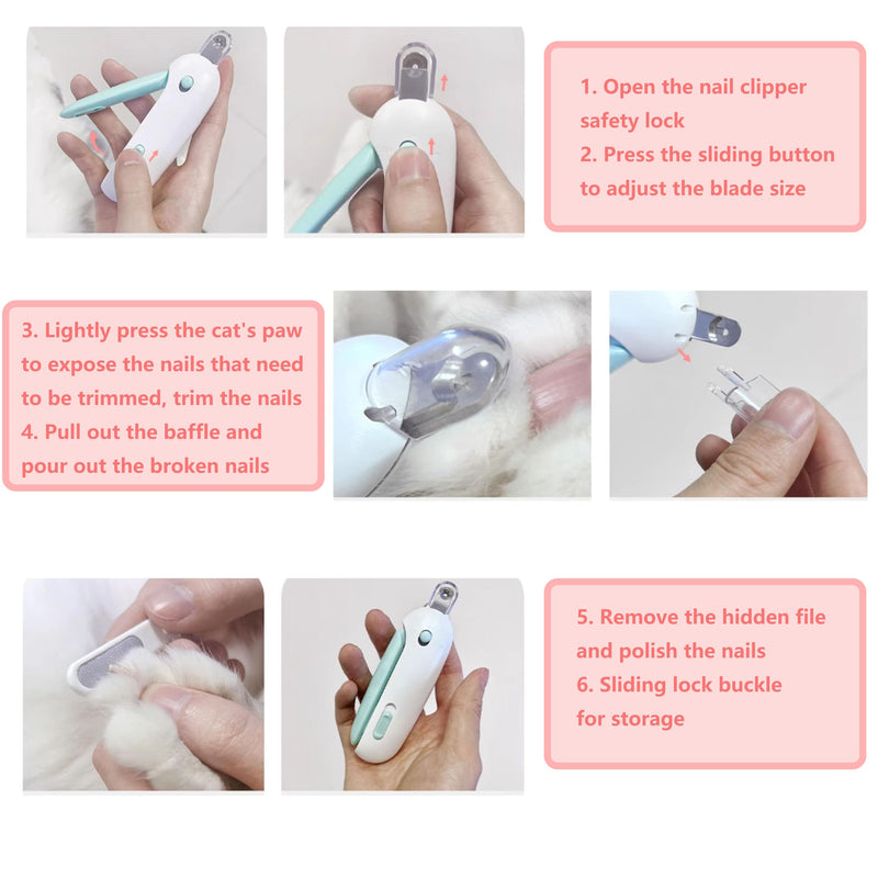 Pets Nail Clippers and Trimmers for Indoor Cats & Small Animals, Safety Lock and Nail File, Nail Trimmer & Claw Scissors for Home Grooming - Professional Grooming Tool for Pets (Pink) Pink - PawsPlanet Australia
