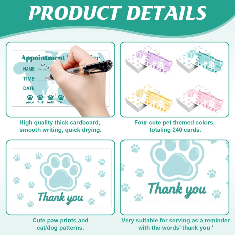 Pet Grooming Appointment Reminder Card,240Pcs Paw Prints Appointment Business Cards Groomings Report Card for Pet Care Dog Spa Client Reminder Vet Office - PawsPlanet Australia