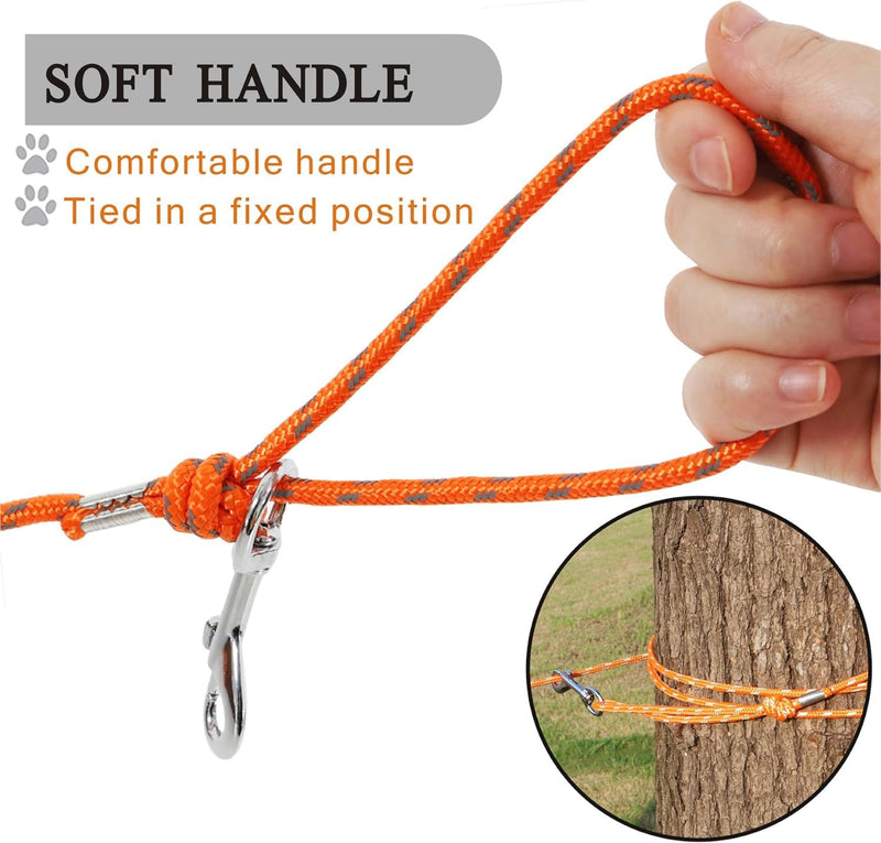 Reflective Cat Leash -50FT Cat Cable Out Escape Proof Walking Leads Yard Long Durable Safe Personalized Extender Leash Traning Play Outdoor for Puppies/Kittens/Rabbits/Small Animals 50FT Orange - PawsPlanet Australia