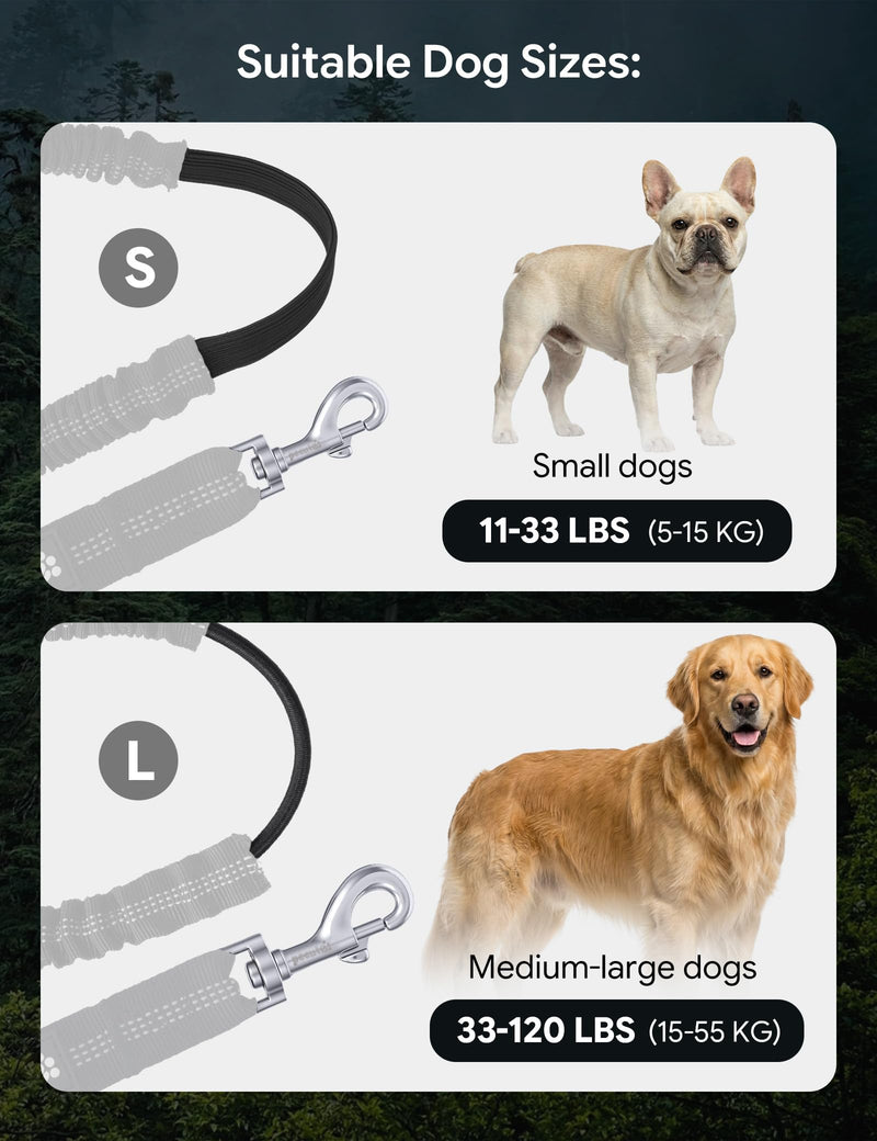 Hands Free Dog Leash, Running Waist Belt with Pouch Removable & Multifunctional| Shock Absorbing Bungee| Thickened Lumbar pad & Comfortable Dual Handles|Dog Walking, Training for 11-33lbs Puppy Small Black