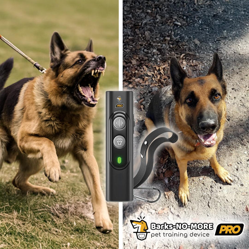 Pro Dog Bark Deterrent and Training Device - Stop Barking Without Hurting Your Pet - Rechargeable Ultrasonic Dog Bark Trainer - Just Point and Press, Black