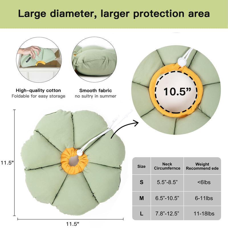 Cat Cone Collar Soft,Cute Adjustable Waterproof Cat Recovery Collar,Anti-Bite Lick Wound Healing Safety Cone For Cats,Green Flower All-Season Style(M)… Green Flower M(Neck: 6.5-10.5 in)