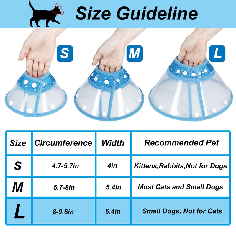 Vivifying Dog Cones for Small Dogs, Adjustable 8-9.6 Inches Soft Lightweight Elizabethan Collar for Small Dogs and Large Cats to Stop Licking Wounds After Surgery(Blue) L(Neck: 8.0-9.6 in) Blue