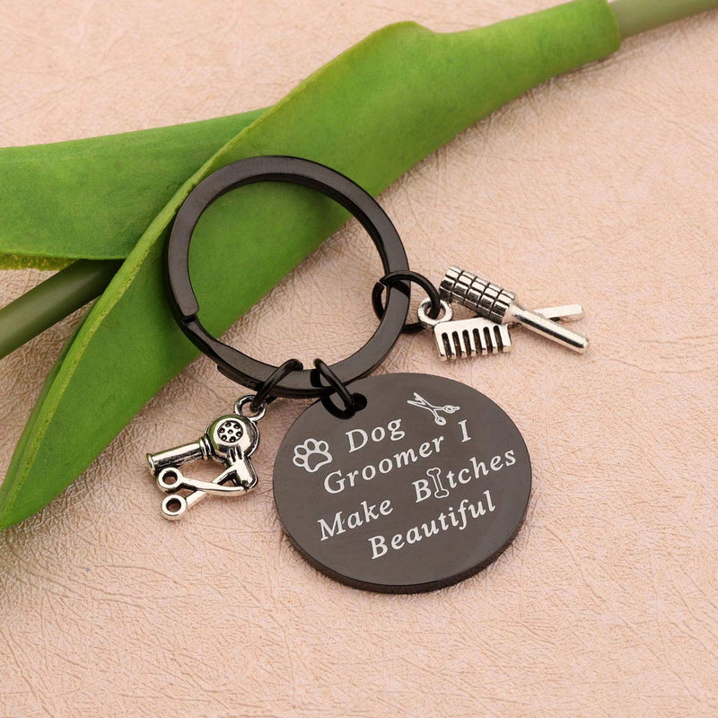 LQRI Dog Groomer Gift Pet Groomer Gift Keychain I Make Bitches Beautiful Hair Stylist Pet Grooming Jewelry Black - PawsPlanet Australia