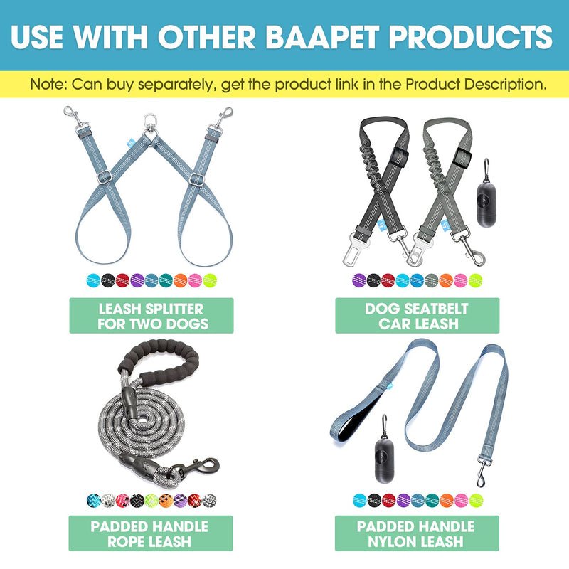 BAAPET Comfortable Dog Collar with Double Security Dual D-Ring and ID Tag Hanger for Small Puppy, Medium and Large Dogs (XS - 3/4" x (9"-13"), Grey) XS - 3/4" x (9"-13") - PawsPlanet Australia