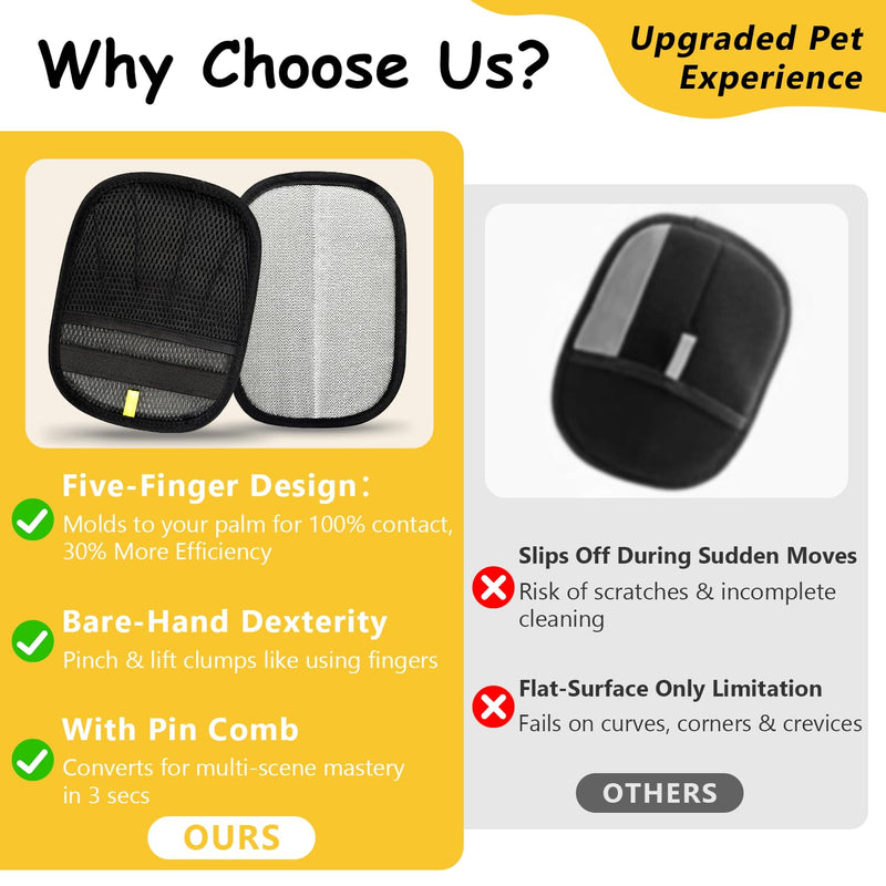 2Pcs Pet Hair Removal Glove - 2025 New Electrostatic Magic Brush Pet Hair Remover Gloves, Reusable for Dogs & Cats, Furniture, Car Seats & More - PawsPlanet Australia