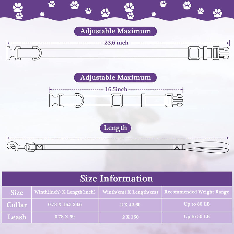 Weewooday 8 Pieces Dog Collar and Leash Set Nylon Adjustable Dog Collars and Leash Personalized Puppy Supplies for Small Medium Large Pet Walking Training, 4 Colors