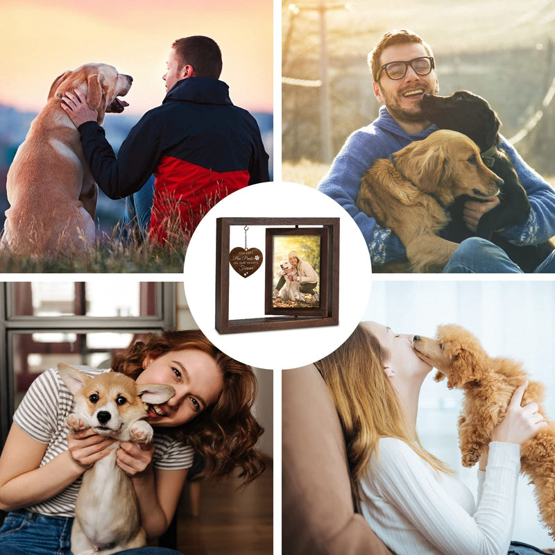 Dog Memorial Gifts for Loss of Dog - Rotating Wooden Picture Frame for 4x6 Photo - Pet Memorial Gifts for Dog Cat - Dog Loss Sympathy Bereavement Remembrance Gift - PawsPlanet Australia