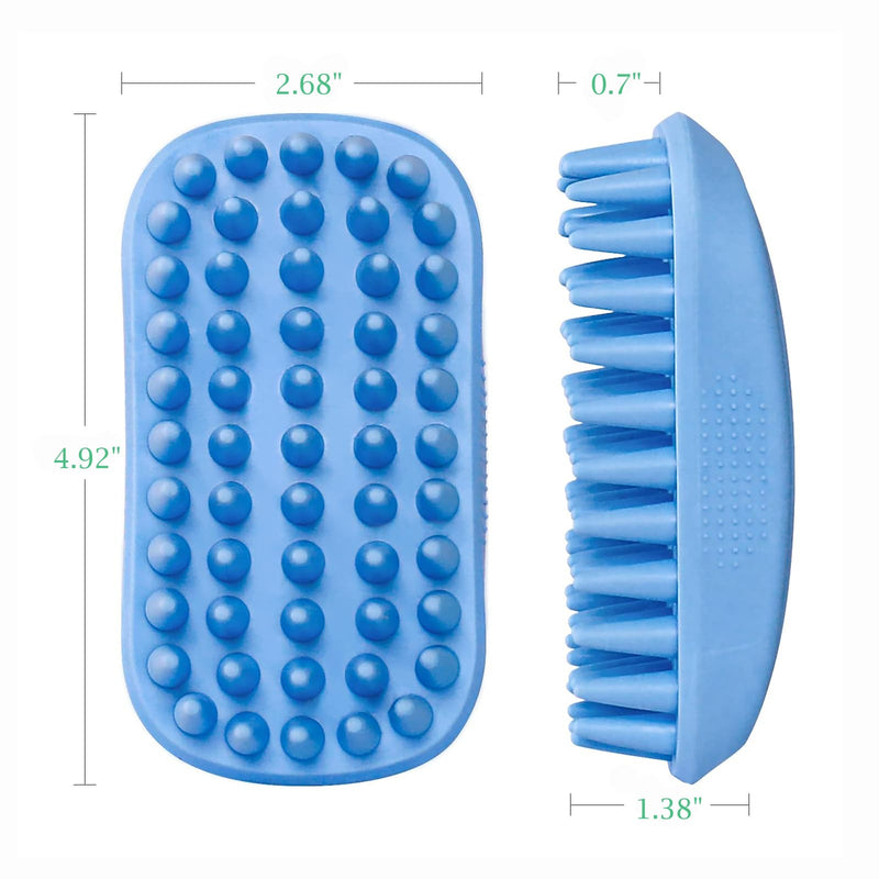 Dog Bath Brush, Pet Silicone Shampoo Brush, Rubber Shower Wash Curry Brush for Short Long Haired Dogs Cats Shedding Grooming and Massage, Pet Rubber Brush Removes Loose & Shed Fur (Blue) Blue - PawsPlanet Australia