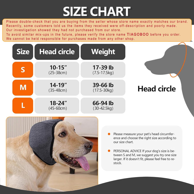 Dog Ear Muffs for Noise Protection No Flap Ear Wraps Calming Hoodie Dogs Anxiety Relief and Thunder Firework, Grooming and Force Drying Shower Cap for Bath Head Cover for Dog M Grey