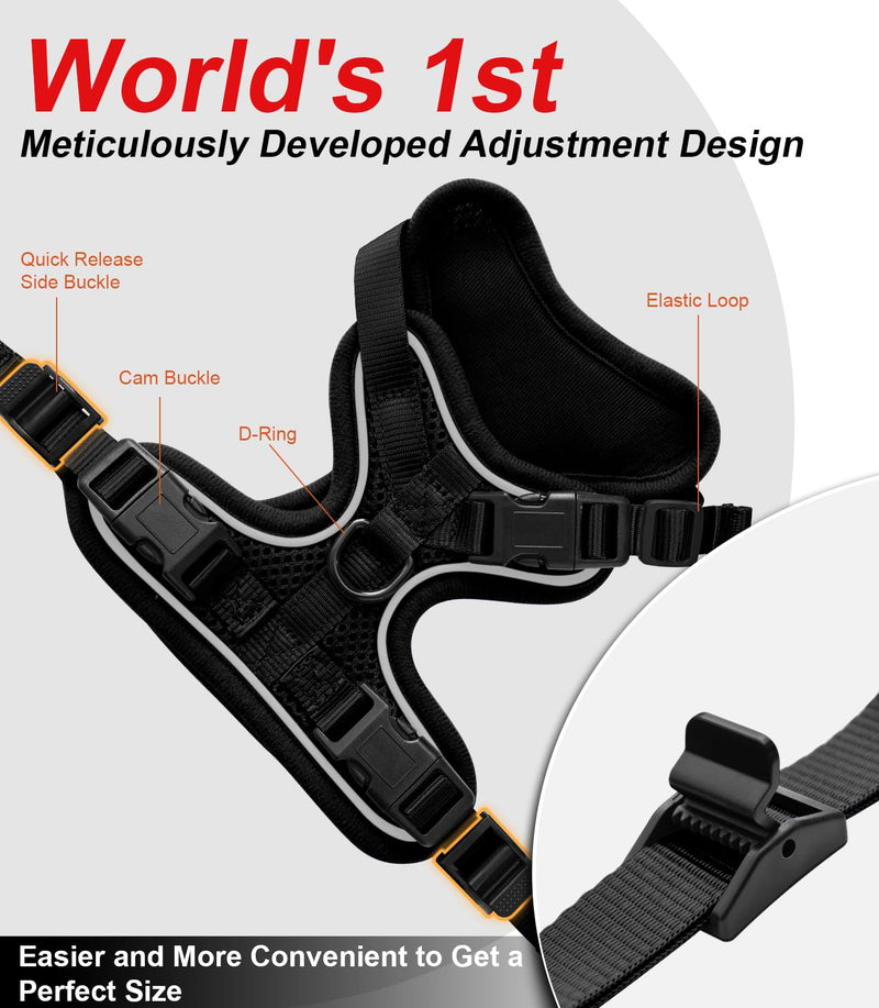 Cat Harness and Leash for Walking Escape Proof Soft Adjustable Cat Leash Breathable Comfortable Vest Easy to Wear Kitten Harness for Outdoor Travel Black S S (7-12lb) - PawsPlanet Australia