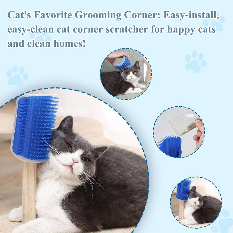 4-Piece Cat Grooming Essentials: Automatic Cleaning Slicker Brush, Massage Glove, and 2 Wall Scratchers for Hair Removal, Knot Untangling, and Soothing Care, Suitable for Cats with Any Fur Type. - PawsPlanet Australia