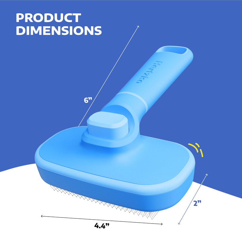 Hertzko Self Cleaning Slicker Brush for Cats & Dogs – Grooming Tool for Shedding Long & Short Hair – Retractable Bristles Pet Brush – Easy-Clean Cat & Dog Deshedding – Painless Detangling - Blue - PawsPlanet Australia