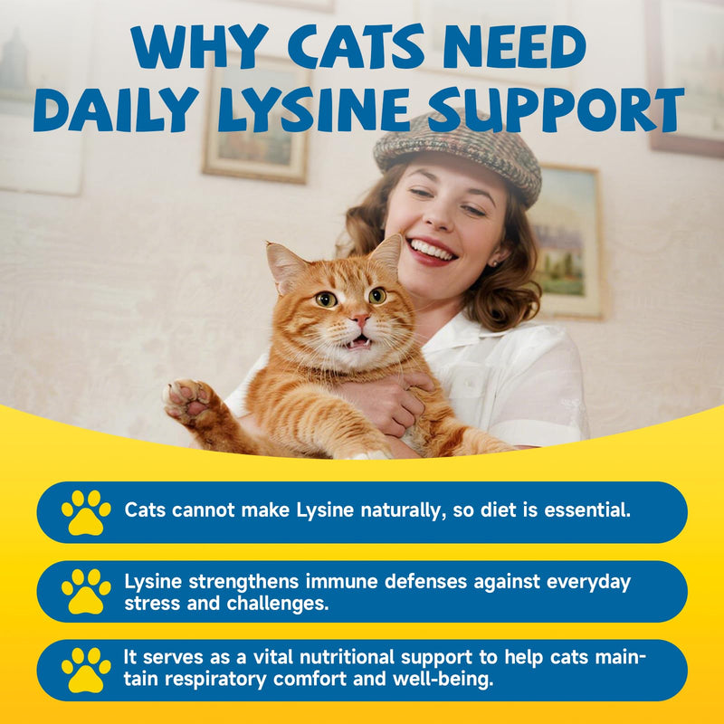 L-Lysine Supplement for Cats Immune Support, Cats Lysine Drops for Feline Respiratory, Sneezing, Runny Nose, Eye Function, Natural Strengthen Defenses-Natural Chicken Flavor, 2FL oz