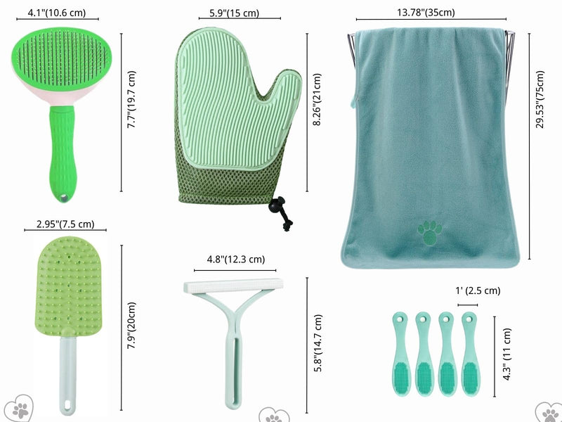 Dog Grooming Kit 9pcs Dog Brush for Shedding- Self-Cleaning Slicker Brush,Grooming Glove,Cat Comb,Pet Toothbrush,Towel & Travel Bag – Ideal for Long & Short Hair Pets - PawsPlanet Australia