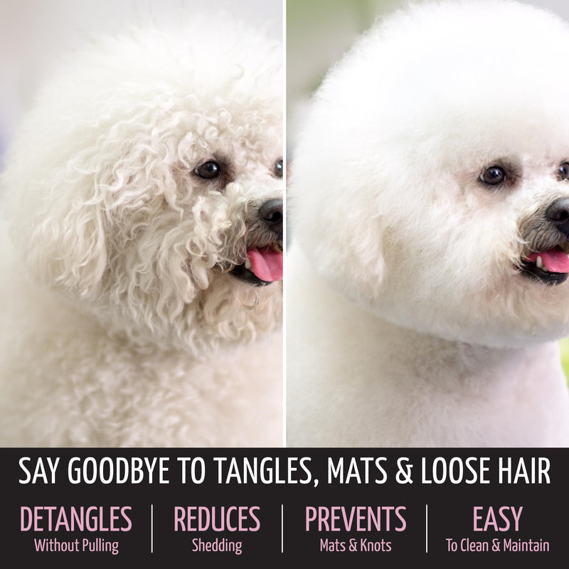 Tauro Pro Line Slicker Dog Brush for Shedding - Detangler for Dense & Long Hair - Dematting Pet Slicker Brush for Dogs & Cat, Doodle Grooming, Non-Slip Grip, Soft Pin (Size S - Pink) Soft Pins: 0.98 in (S) - PawsPlanet Australia