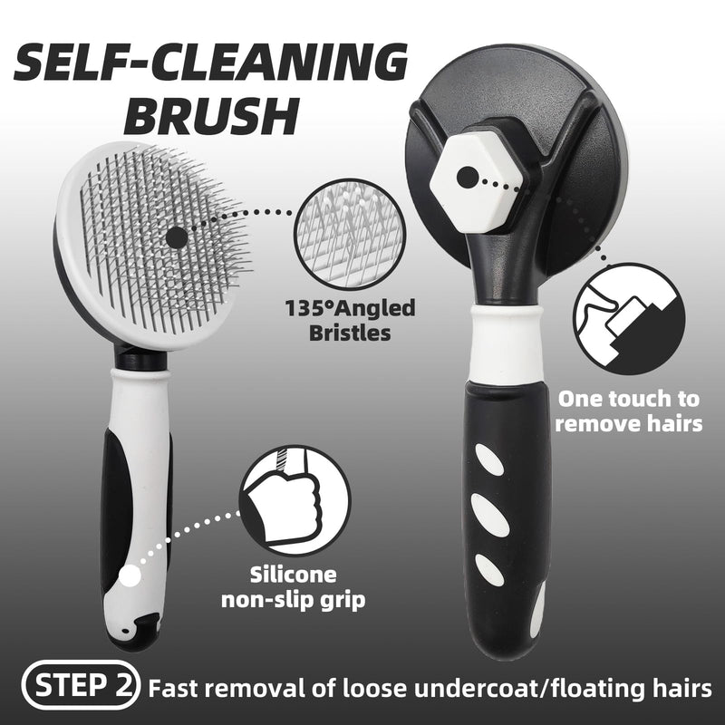 Dog Brush for Shedding, 7 PCS Dog Grooming Brush Kit, Undercoat Rake, Slicker Brush, Deshedding Comb, Bath Brush, Nail Clipper for Long & Short Haired Dogs & Cats, Black A-Black