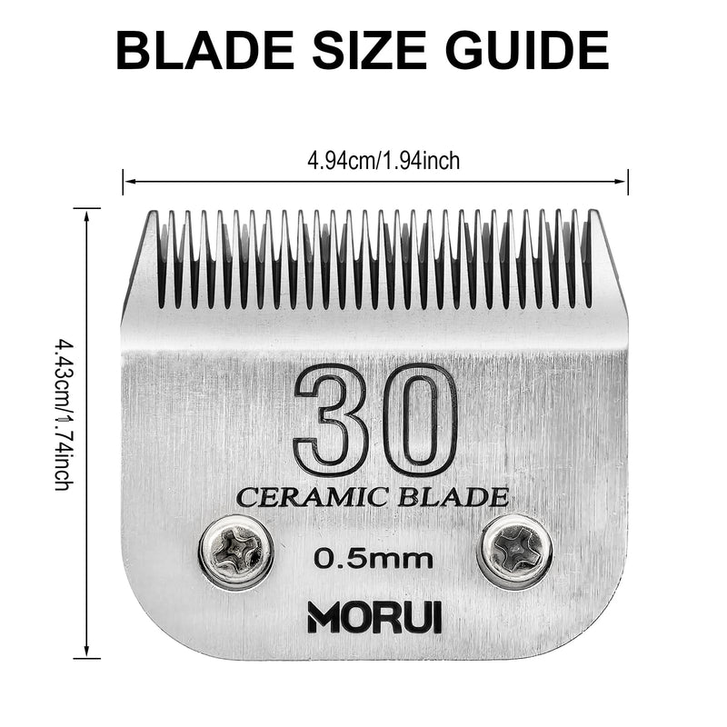 Pet Dog Grooming Clipper Replacement Blade?Detachable Ceramic Blade?Compatible with Most Andis,Oster A5 Wahl KM Series Clippers Size 30 Cut Length 1/50"(0.5mm) 30#
