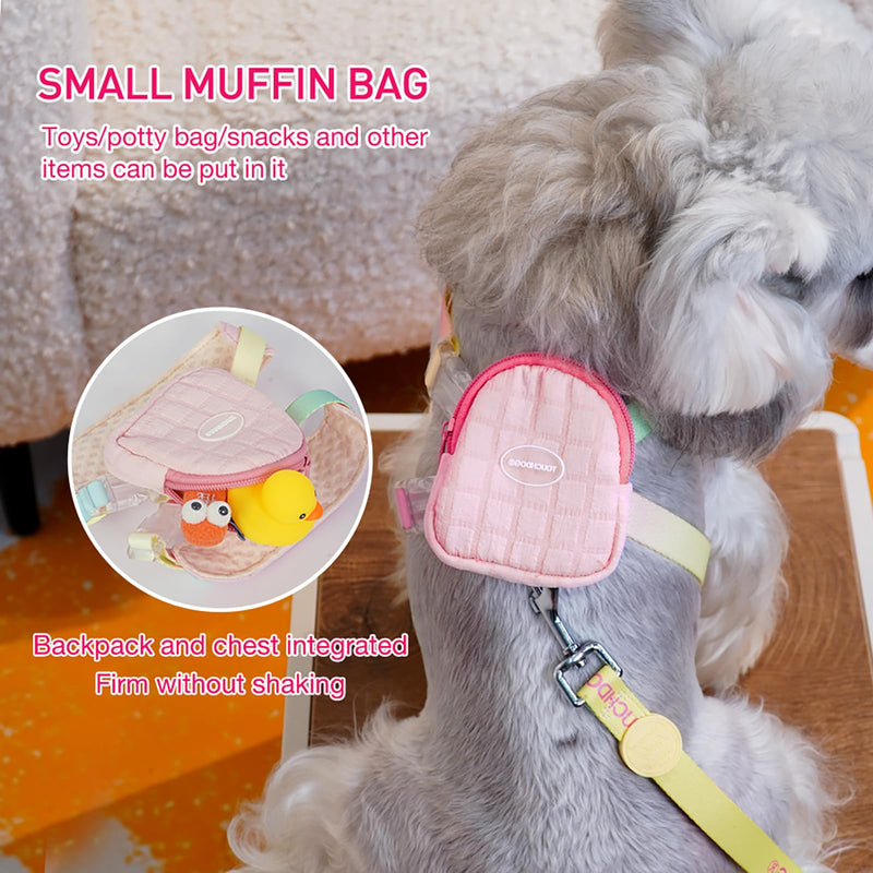 TOUCHDOG - Adjustable Dog Harness Backpack for Small Dogs, Lightweight Hiking Bag with Snack Pouch & Poop Bag Dispenser (Pink, Small) (Pink, Large) Pink - PawsPlanet Australia