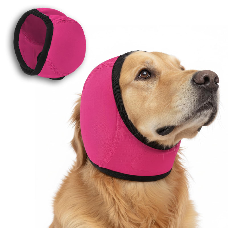 Dog Ear Defenders, Happy Hoodie for Dogs, Ear Protectors Noise Cancelling, Dog Snood Ear Protector for Fireworks,Rose Pink, Medium Size